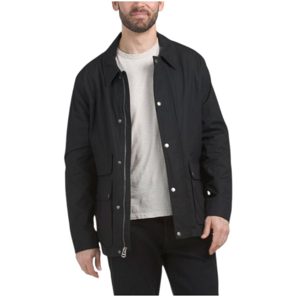 COLE HAAN Waxed Cotton Mid Weight Rain Jacket